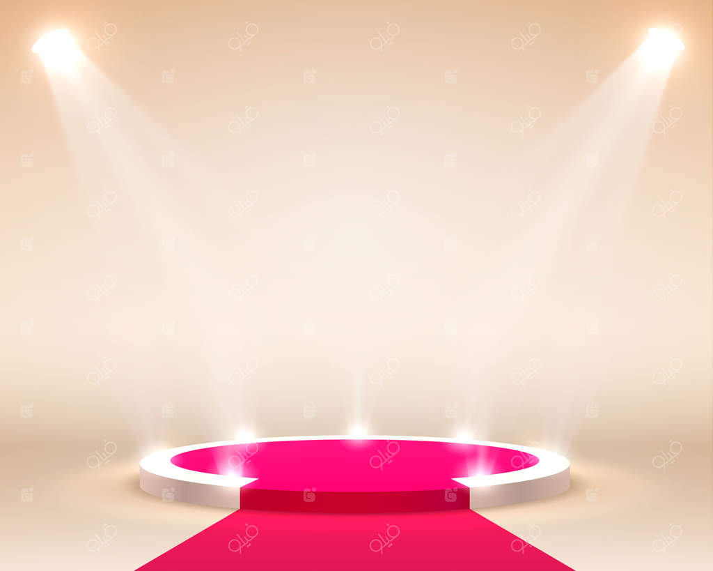 صحنه اهدای جوایز با نورپردازی روی پس‌زمینه نارنجی