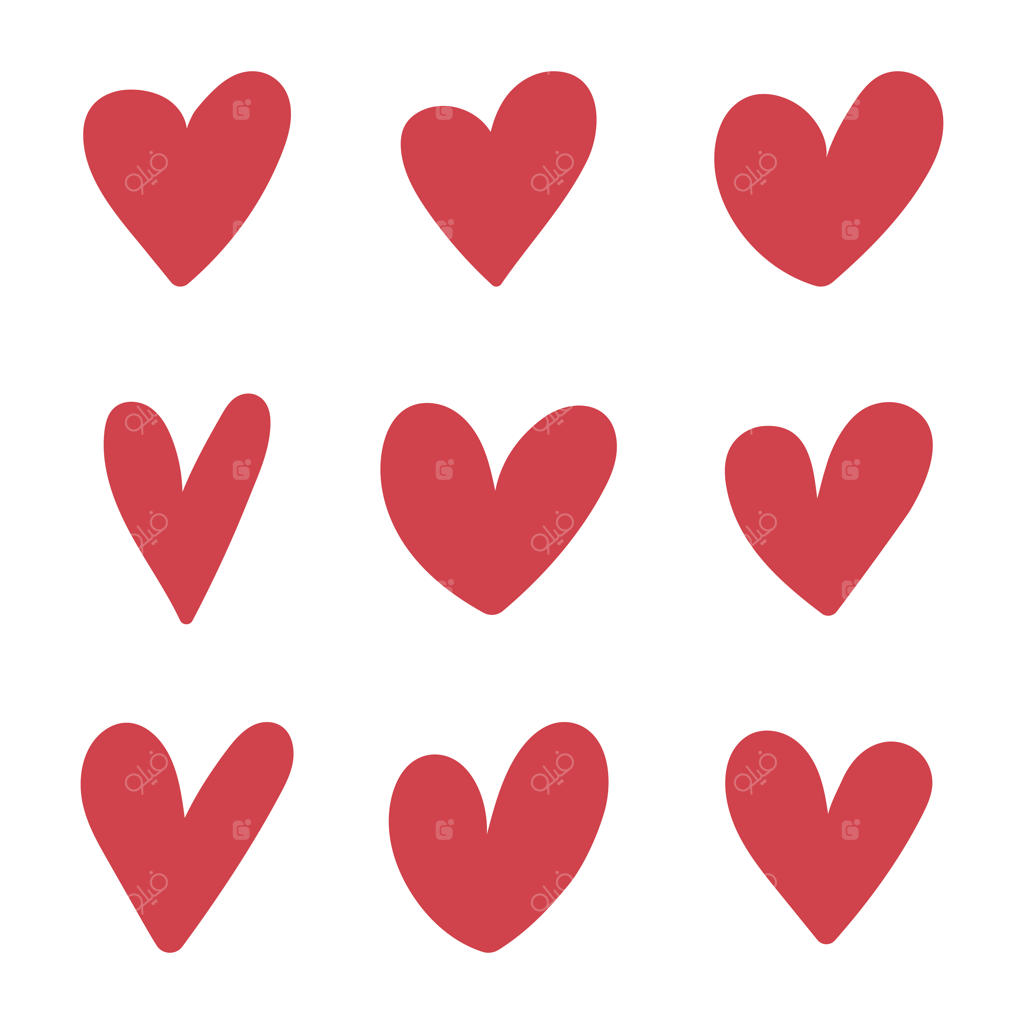 مجموعه وکتور آیکون قلب طرح دستی