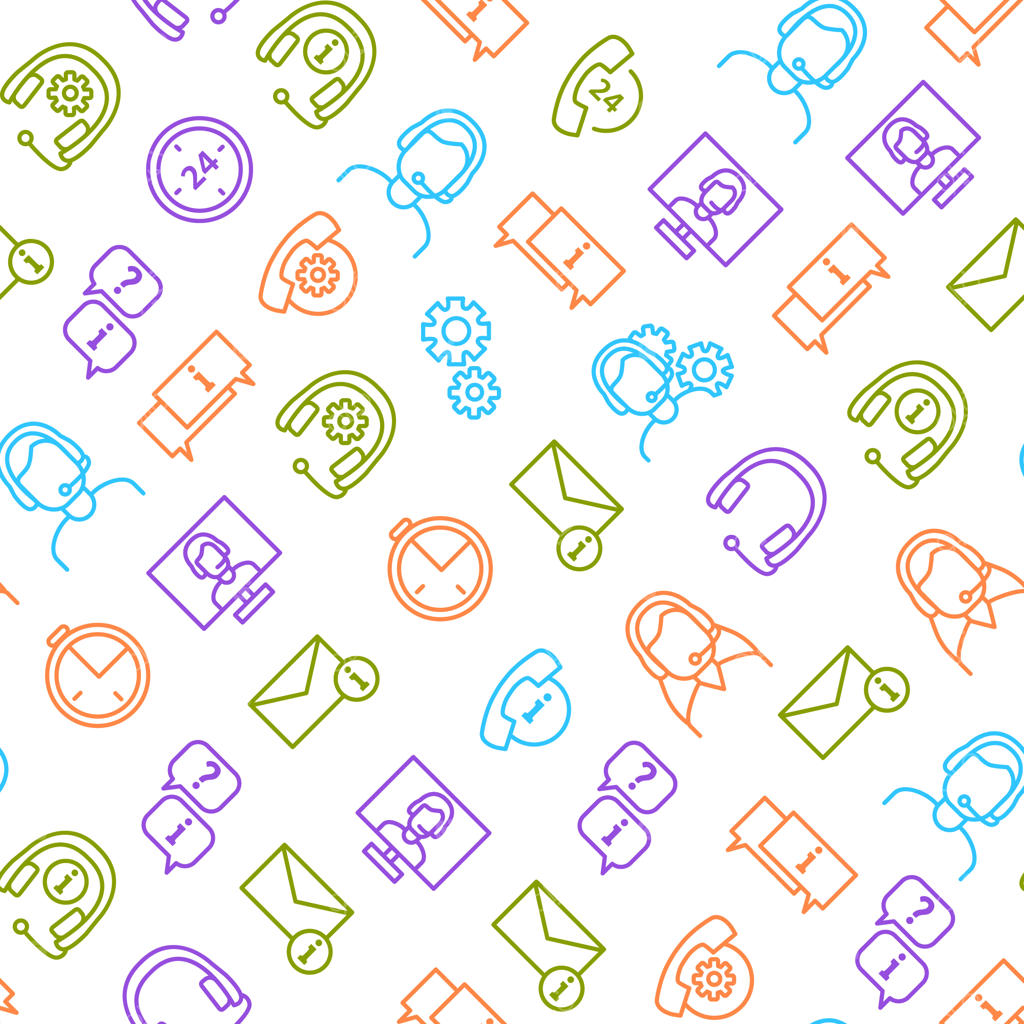 وکتور پس‌زمینه پترن بدون درز خدمات پشتیبانی با طراحی خطی