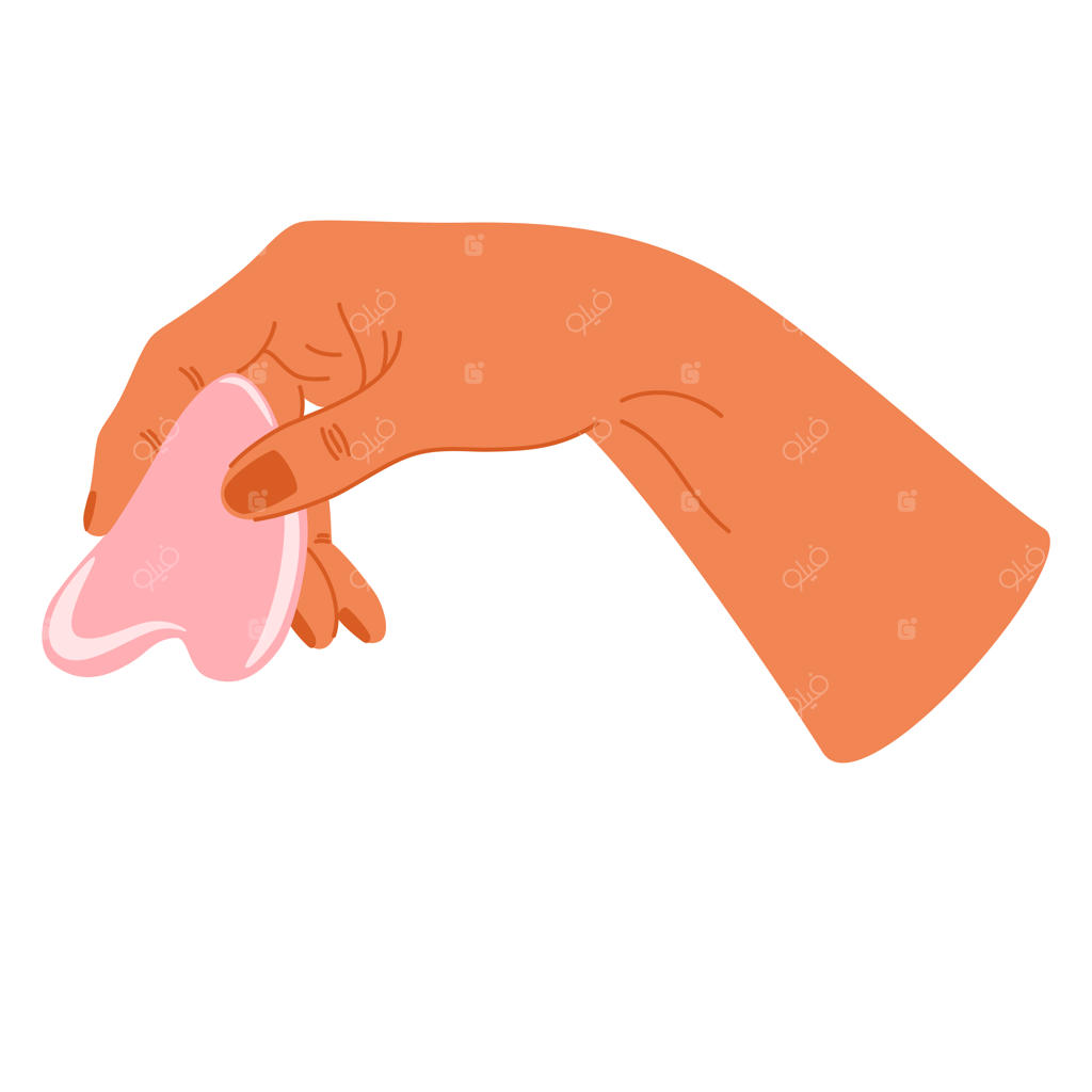 دست‌های زنان با محصول آرایشی؛ غلطک کوارتز و گواشا برای ماساژ صورت: روتین روزانه مراقبت از پوست و بهداشت - تصویر‌سازی وکتور