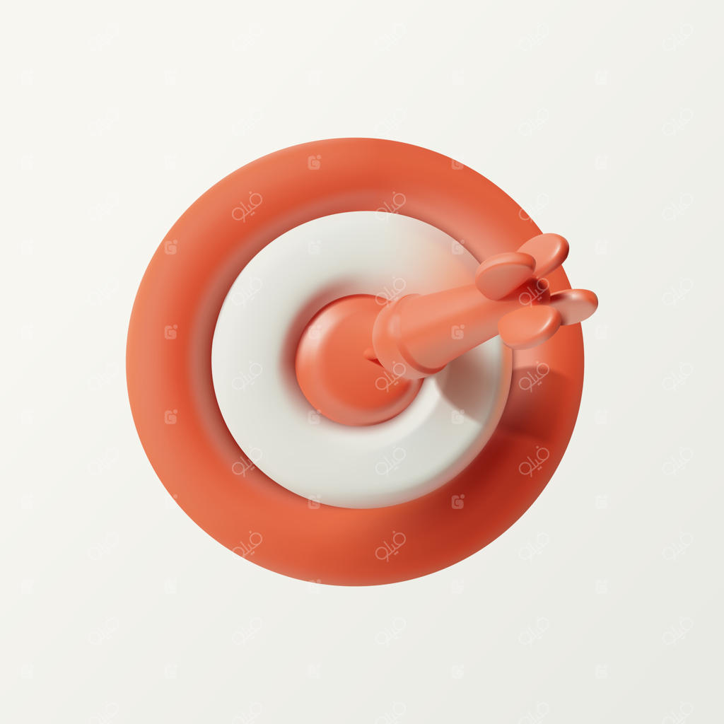 آیکون هدف سه‌بعدی که تیر در مرکز آن خورده است