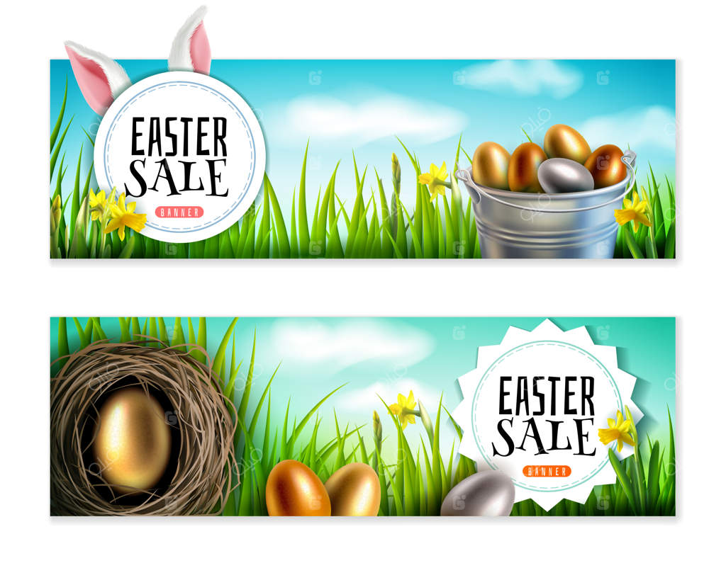 مجموعه‌ای از دو بنر عید پاک به سبک واقع‌گرایانه