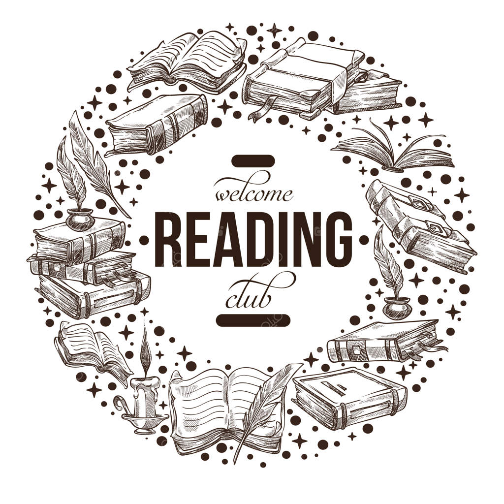 نشان یا برچسب کلاسیک باشگاه کتاب‌خوانی با کتاب‌ها