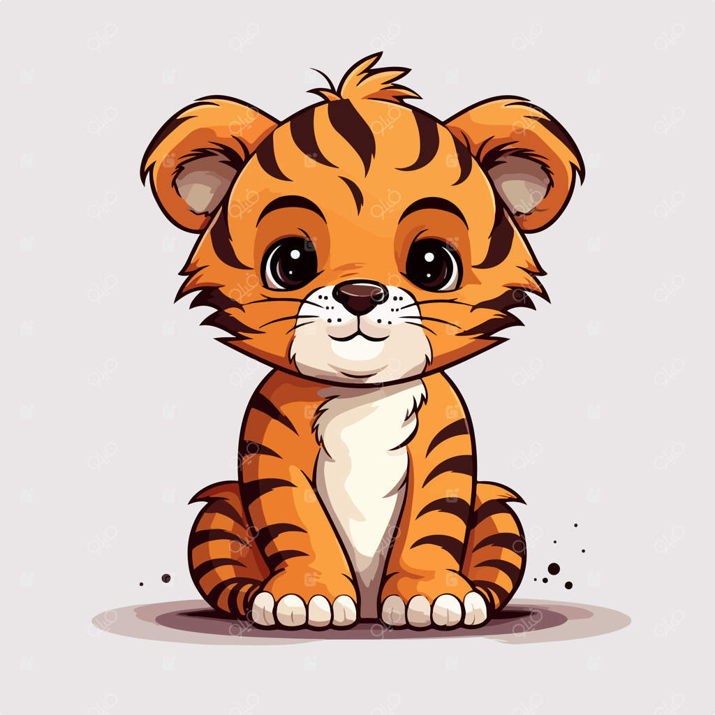 تصویر بچه ببر بامزه به سبک وکتور کارتونی