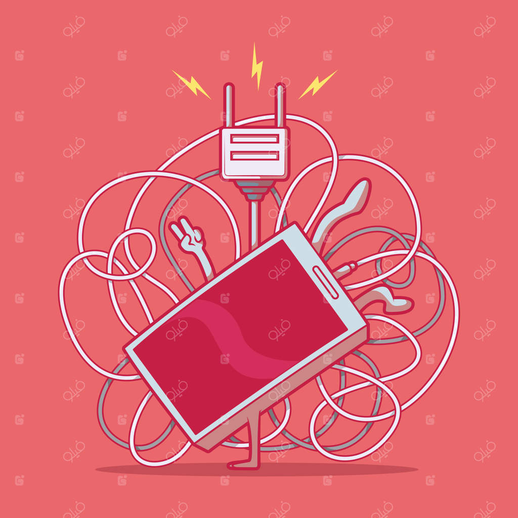 طرح برداری کاراکتر تلفن در حال رقص بریک - مفهومی از انرژی و قدرت رقص
