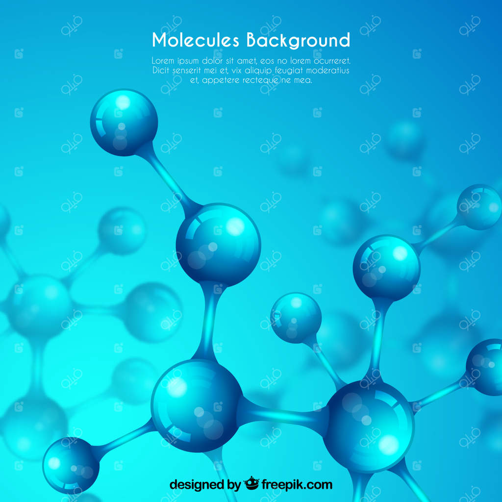 زمینه آبی با ساختارهای مولکولی