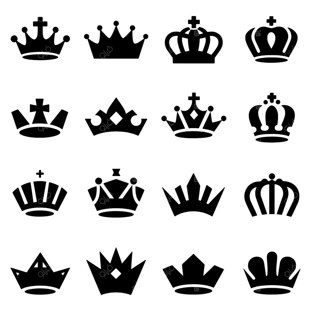 مجموعه طراحی لوگو و سیلوئت‌های تاج