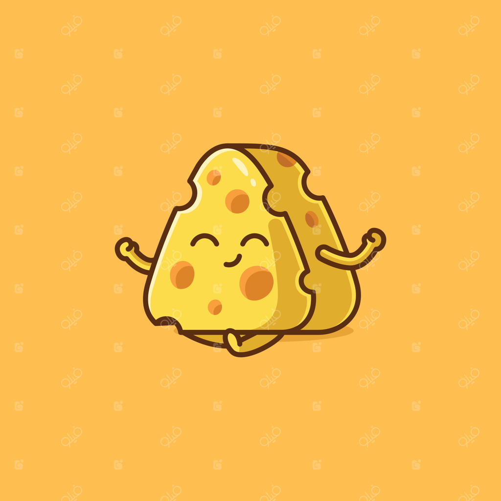 مجموعه‌ای از طرح‌های کارتونی بامزه پنیر در حال یوگا: آیکون مفاهیم فعالیت‌های پنیر