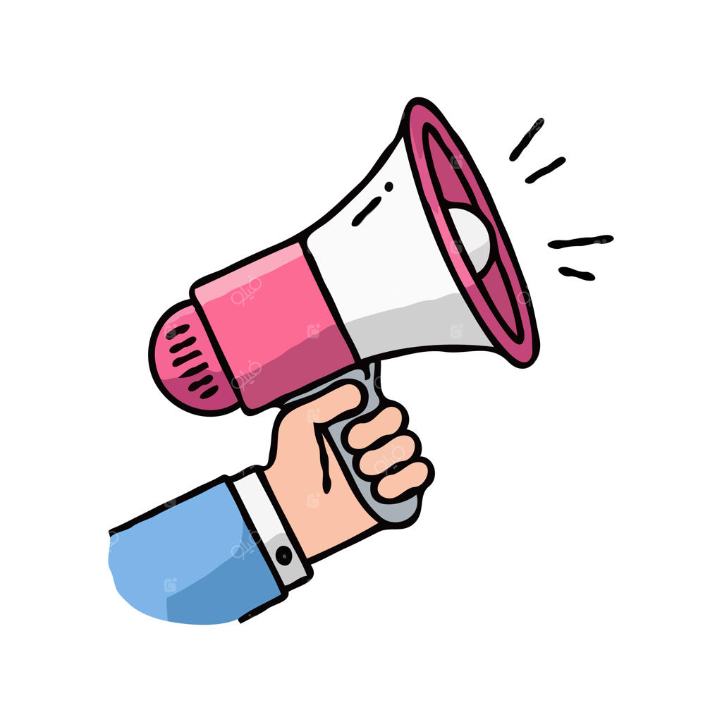 تصویر وکتور از دستی که بلندگو در دست دارد