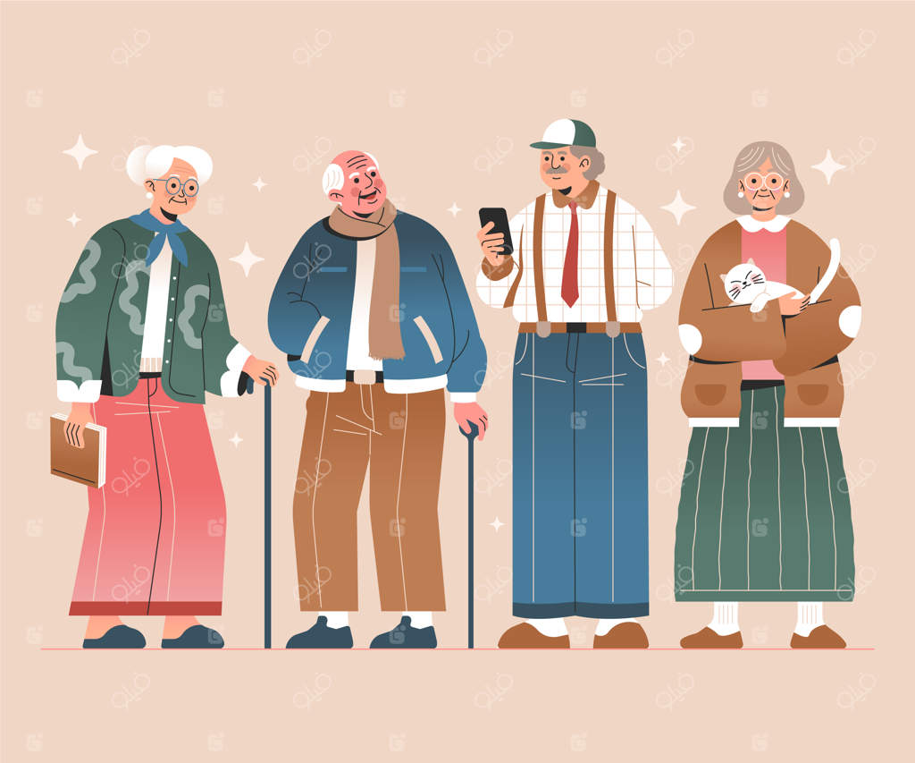 تصویرسازی از سالمندان به سبک مسطح