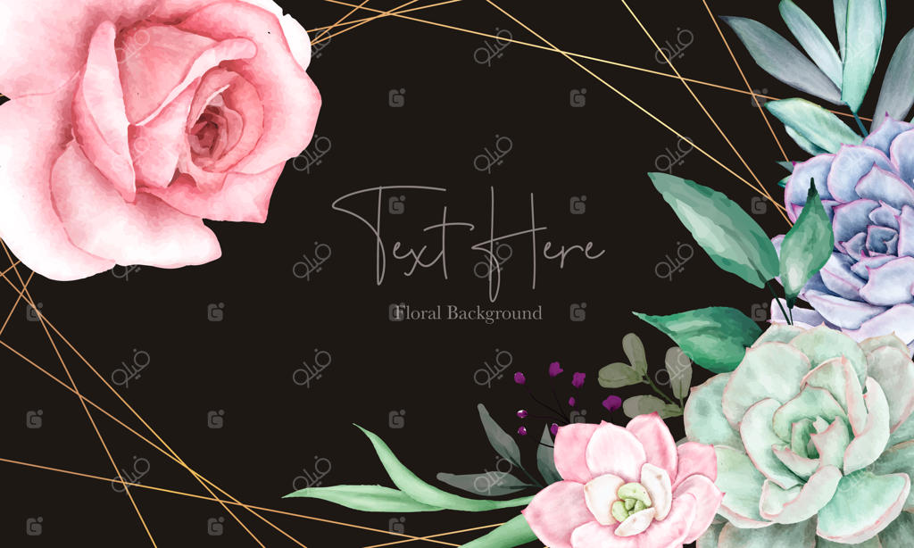 طراحی پس‌زمینه زیبا با نقوش گل‌های آبرنگی