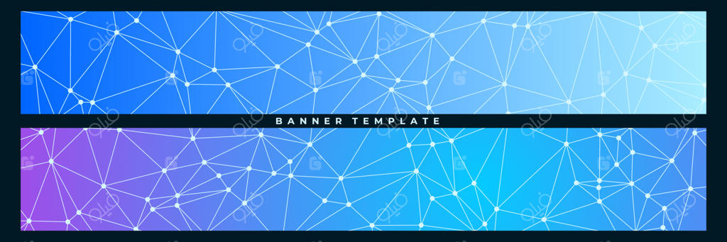 پس‌زمینه بنر هندسی انتزاعی و رنگارنگ با پترن مثلثی و مولکولی