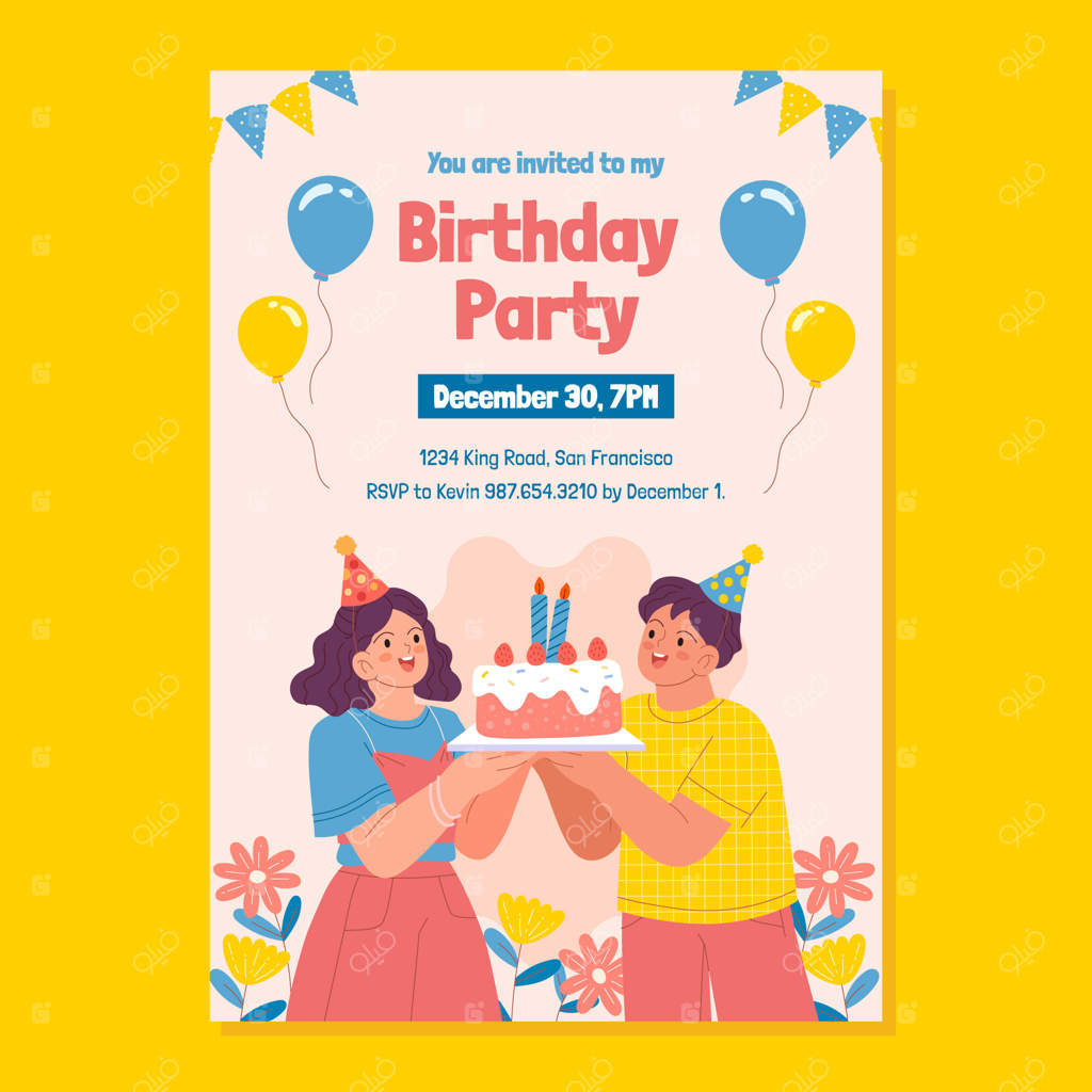 پترن دعوت‌نامه مهمانی تولد ساده و شیک