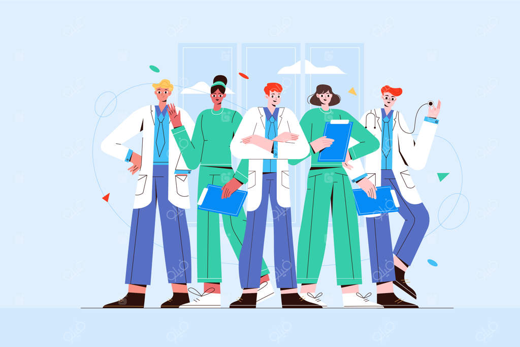 تصویرسازی وکتور کارکنان پزشکی و درمانی