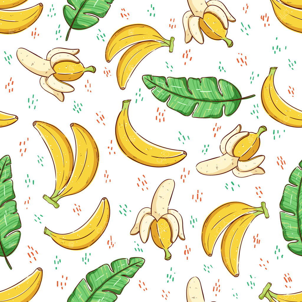 الگوی بدون درز تابستانی و استوایی با طرح موز و برگ‌های موز