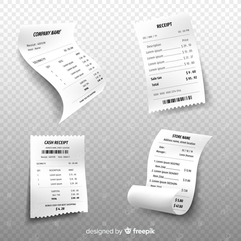 مجموعه‌ای از قالب‌های رسید با طراحی واقعی