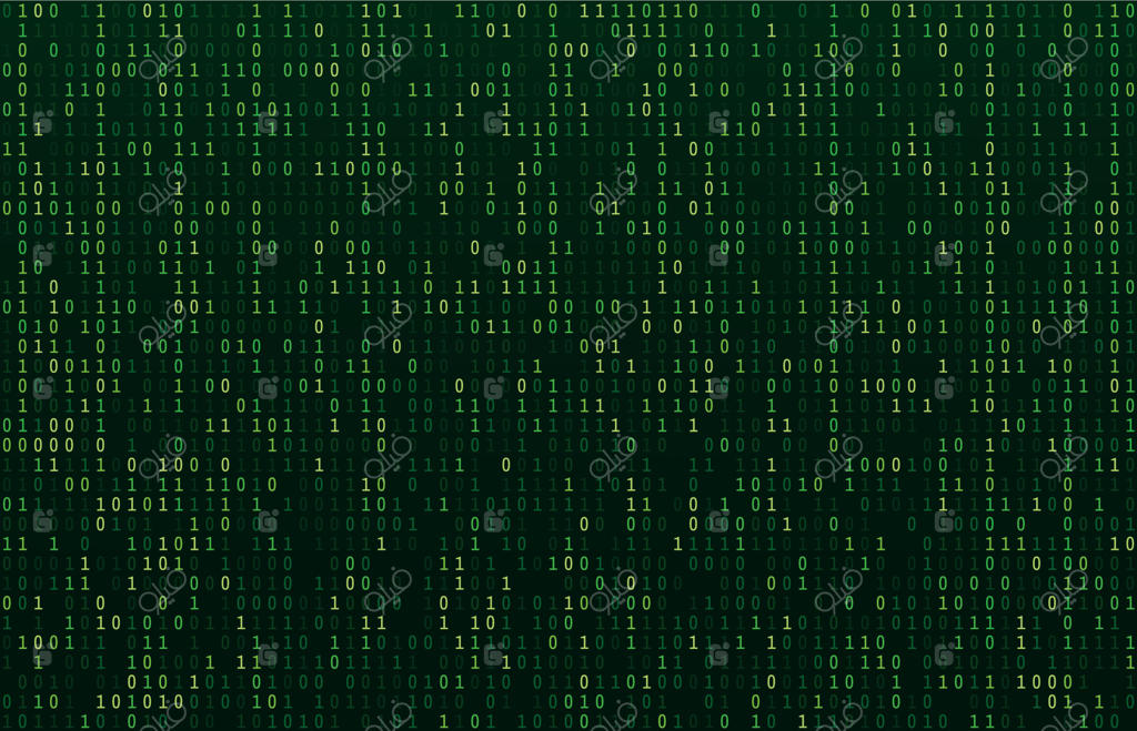 جریان کدهای ماتریکس: پس‌زمینه انتزاعی با نمایش خطوط داده‌های سبز، اعداد باینری و رمزنگاری کامپیوتری