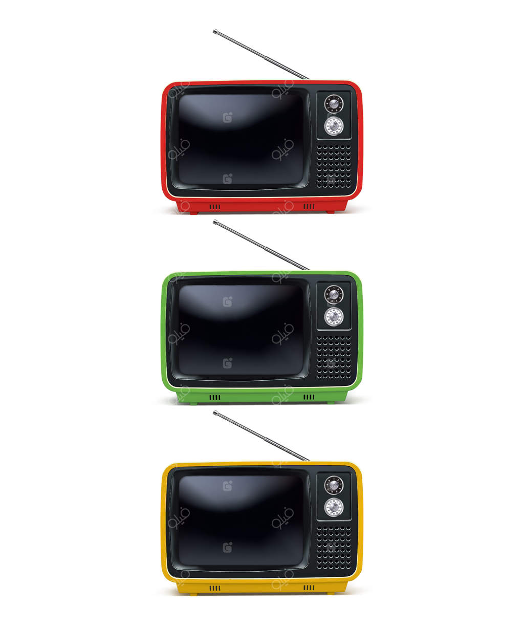 تلویزیون قدیمی: تصویر واقع‌گرایانه از یک تلویزیون کلاسیک در پس‌زمینه سفید