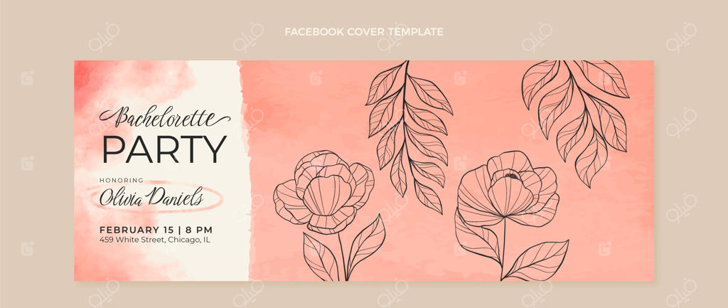 کاور فیسبوک مهمانی مجردی با تم گل‌ها
