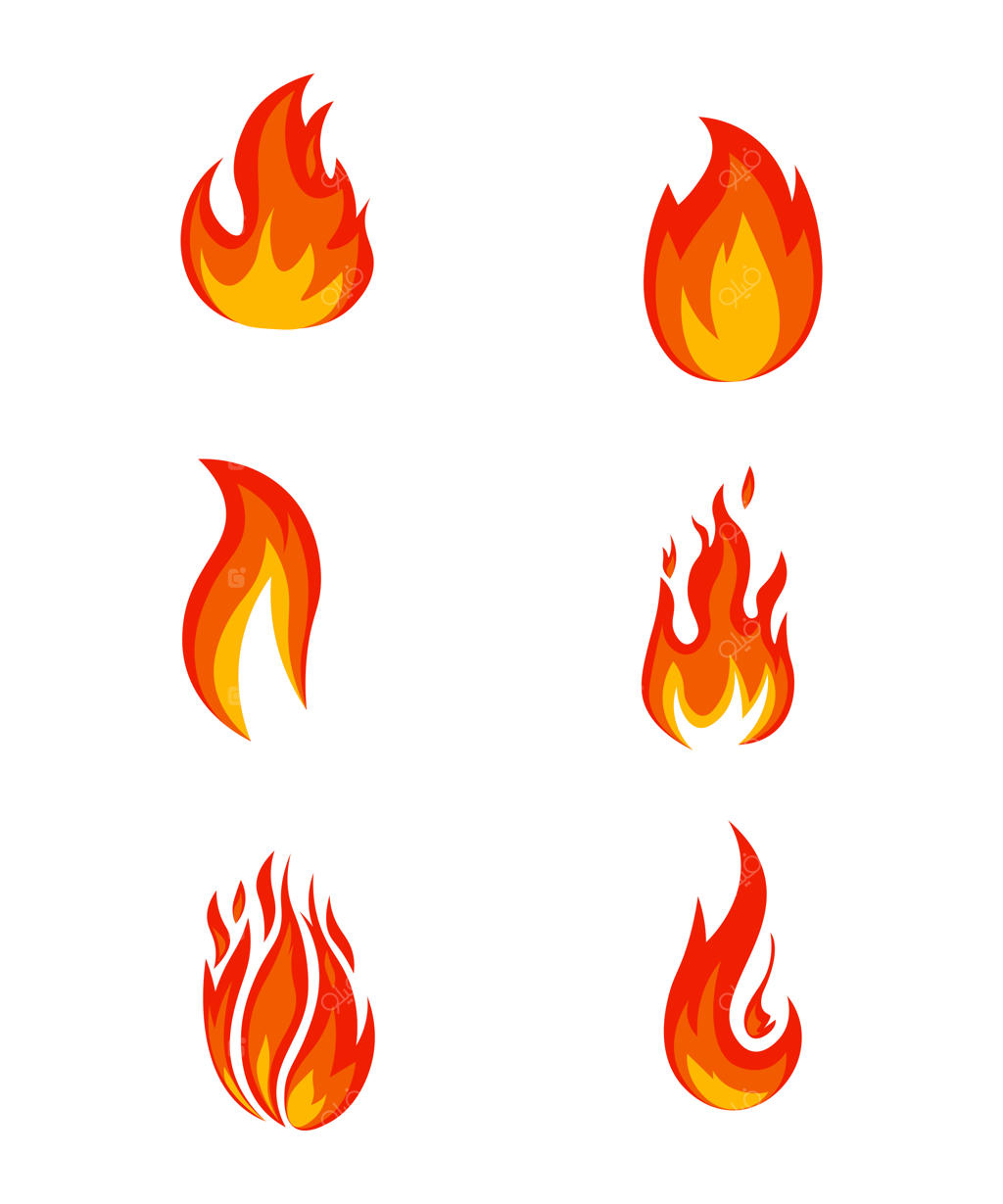 مجموعه وکتور شعله‌های آتش سرخ ایزوله