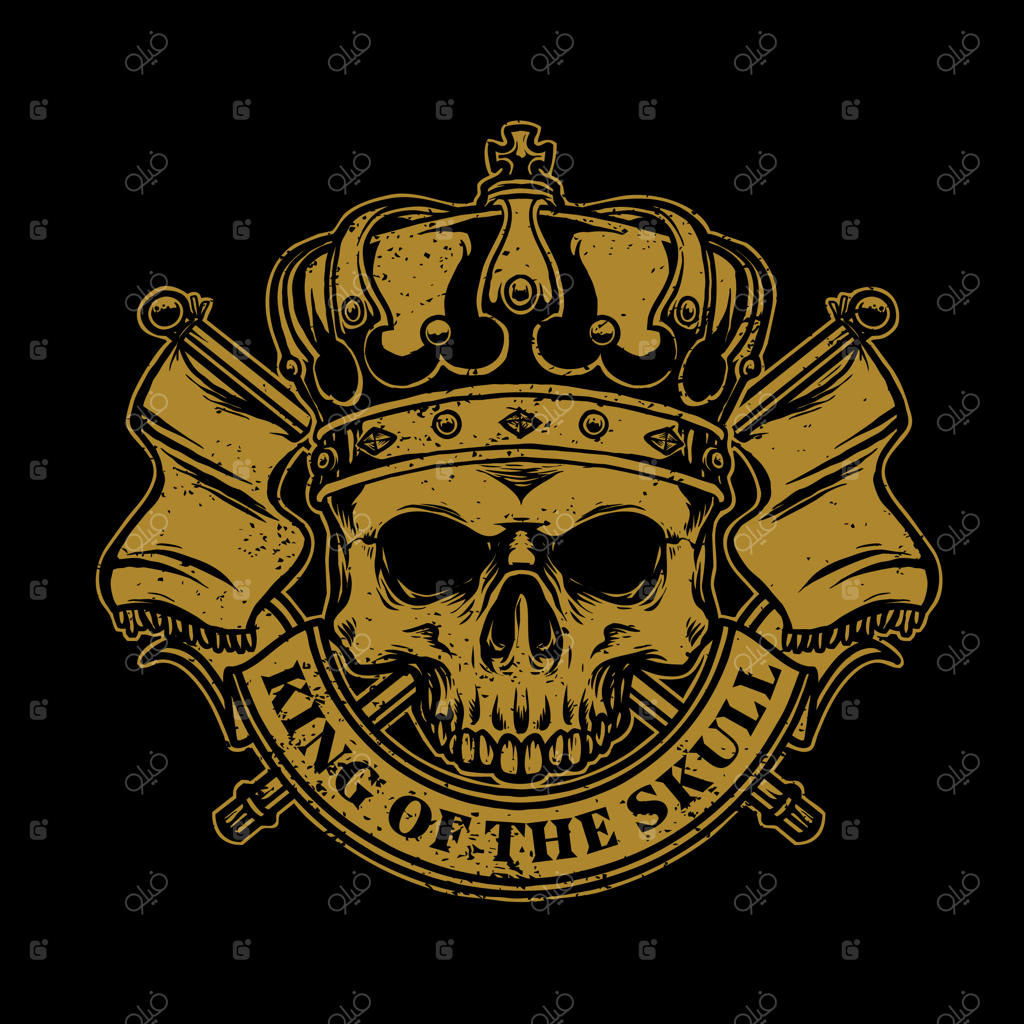 جمجمه با تاج پادشاهی و پرچم قلمرو سلطنتی