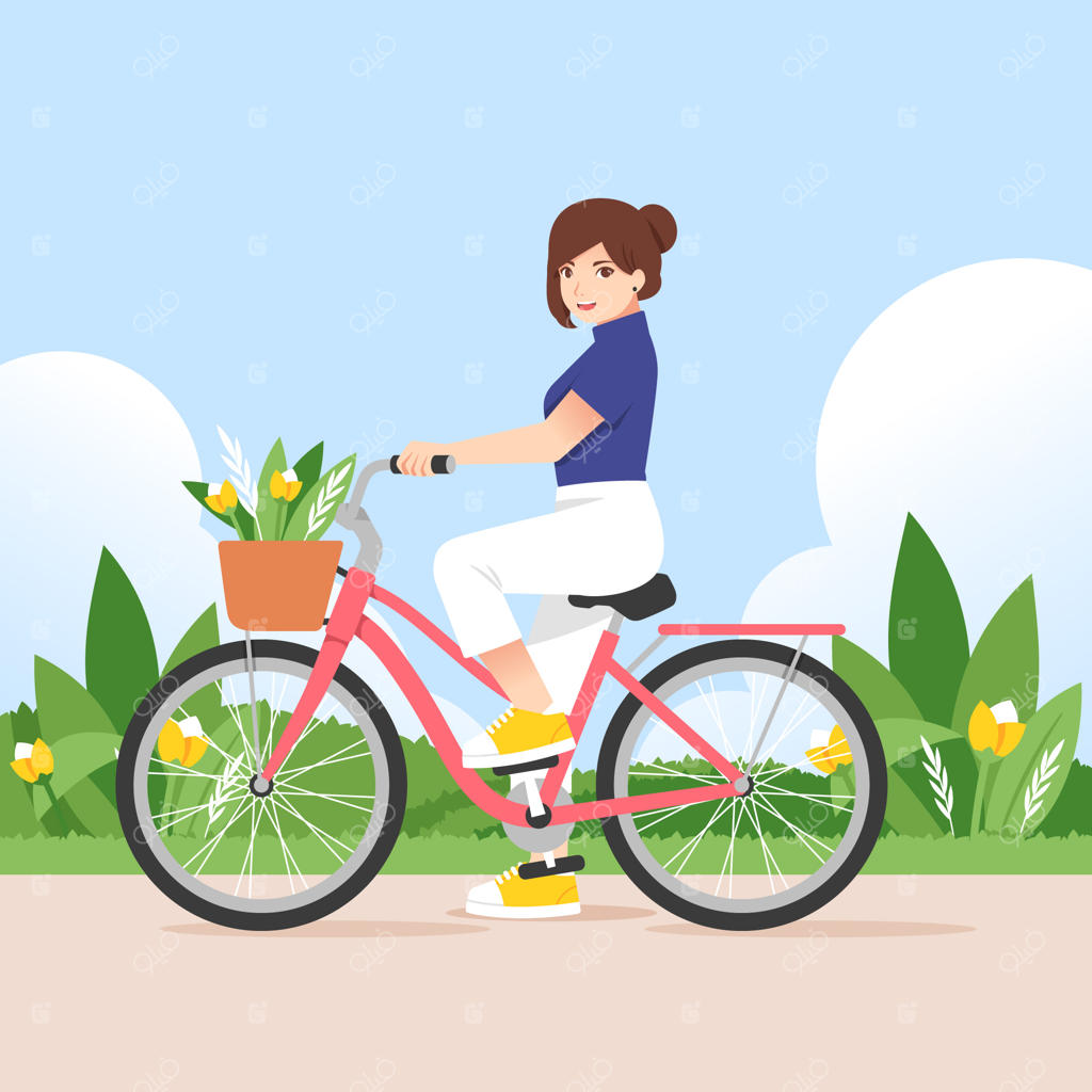 تصویرسازی فلت برای جشن روز جهانی دوچرخه‌سواری