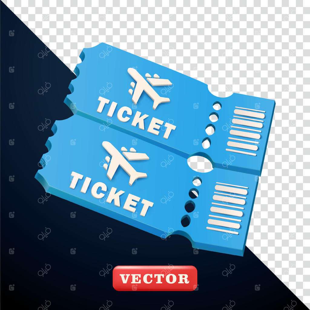 بلیط هواپیما سه‌بعدی مناسب برای تجارت، حمل‌ونقل و عناصر طراحی