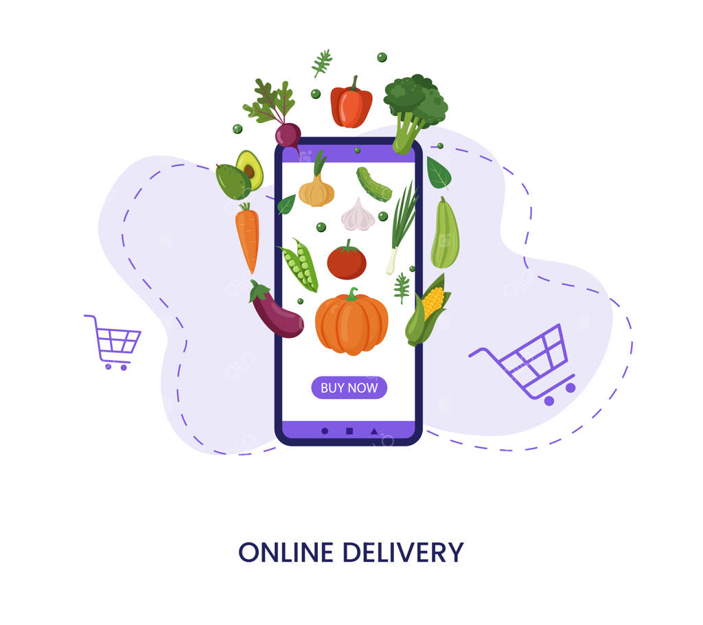 اپلیکیشن موبایل برای سفارش سبزیجات تازه با خدمات تحویل فوری