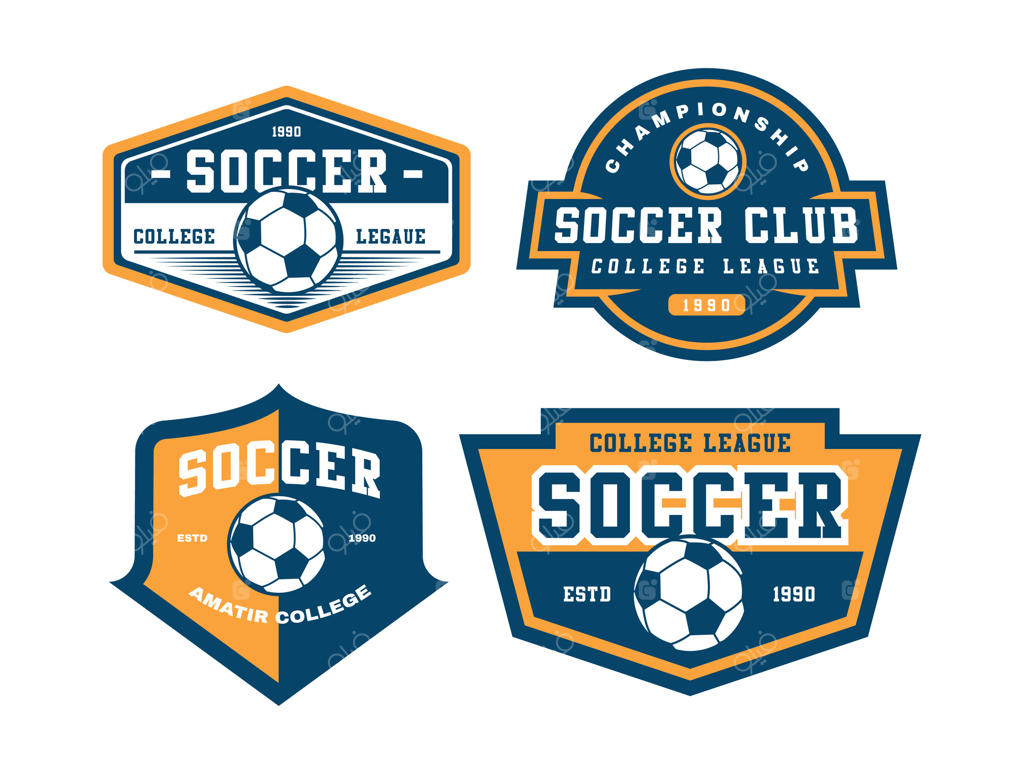 لوگوی طراحی فوتبال با رنگ‌های زرد و آبی