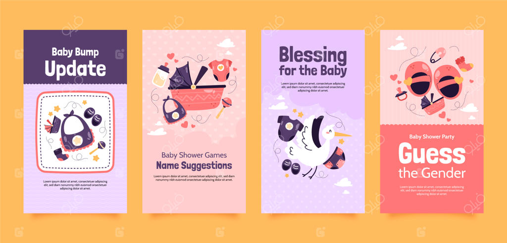 مجموعه استوری‌های اینستاگرام برای جشن سیسمونی نوزاد