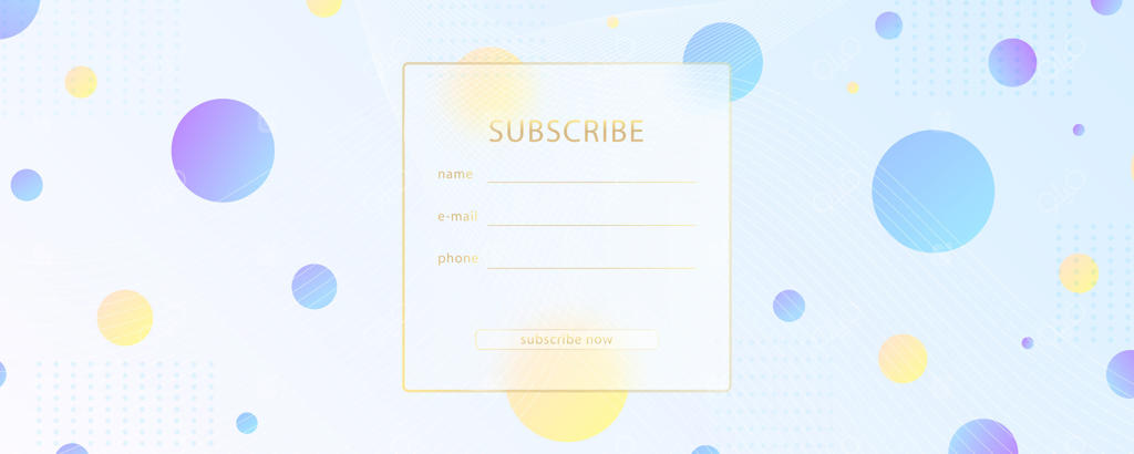 افکت گلس‌مورفیسم، کارت آکریلیک مات و شفاف، فرم ورود اشتراک، دایره‌های گرادینت زرد در پس‌زمینه سفید و آبی، شکل پلکسی‌گلس مات و واقع‌گرایانه، تصویرسازی.