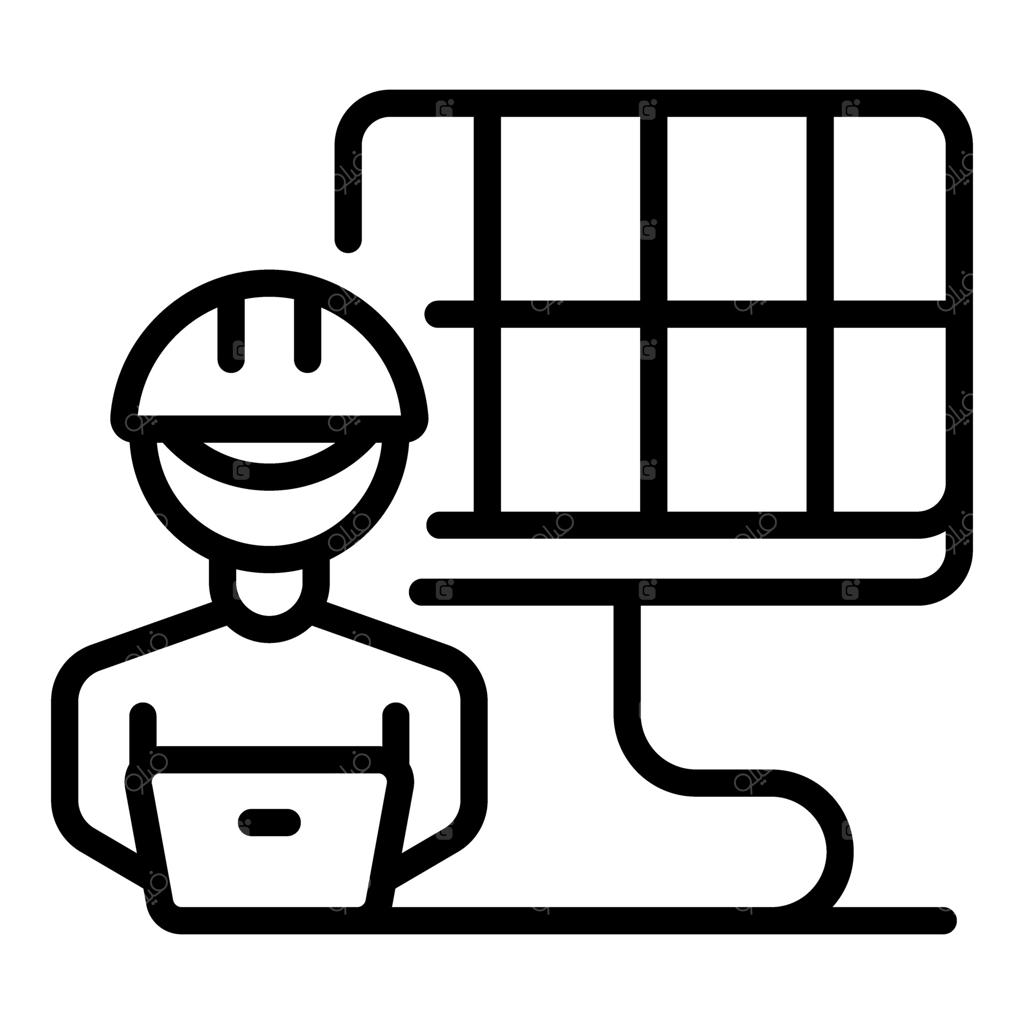 مهندس پنل خورشیدی مشغول به کار با لپ‌تاپ برای توسعه انرژی پایدار