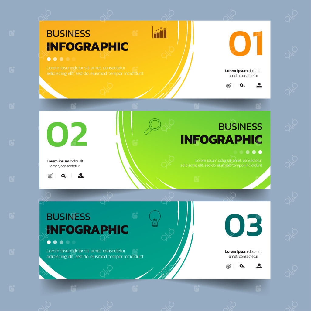 بنرهای اینفوگرافیک با طرح پاشش آبرنگ