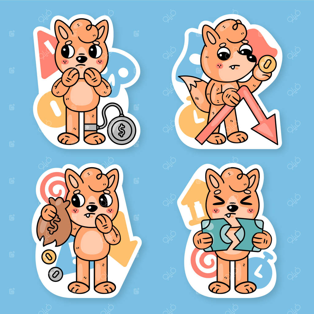 مجموعه برچسب‌های ورشکستگی با فرد روباهه