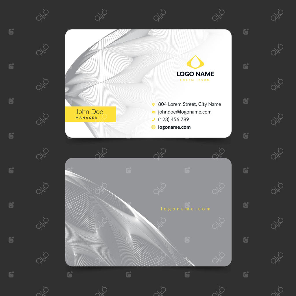 کارت ویزیت انتزاعی زرد و خاکستری