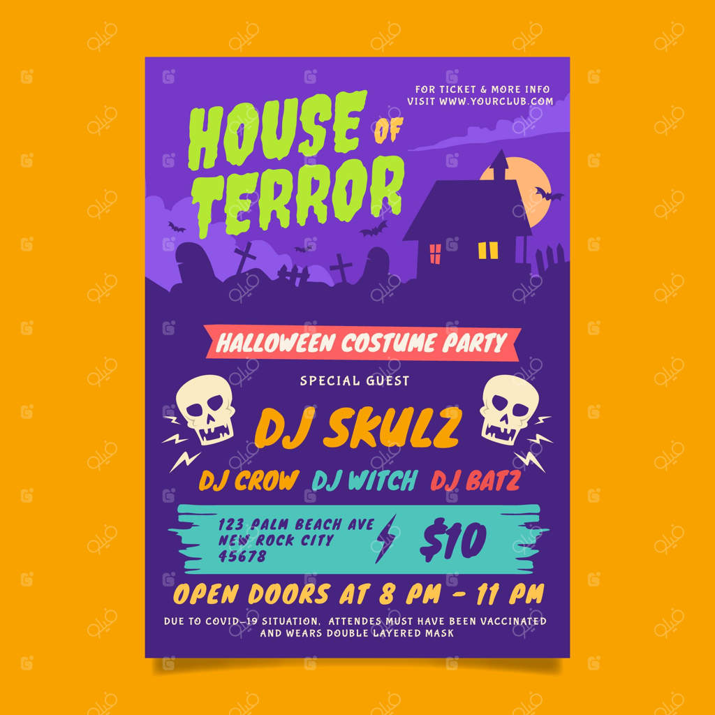 قالب دستی الأفقي برای بروشور مهمانی هالووین