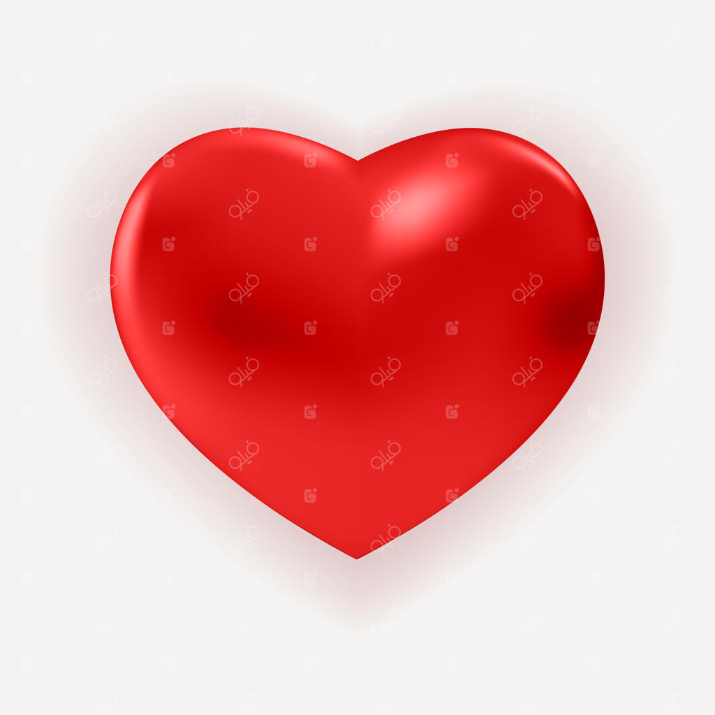 قلب فلزی قرمز براق سه‌بعدی.