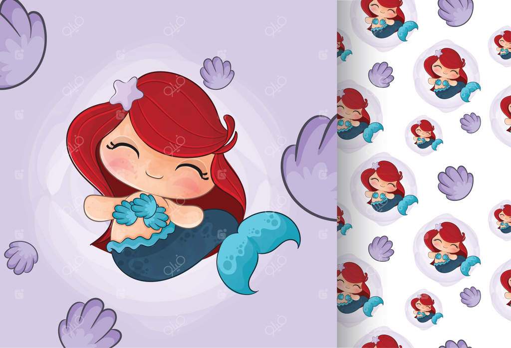 تصویر دختربچه پری دریایی بامزه - تصویر پس‌زمینه