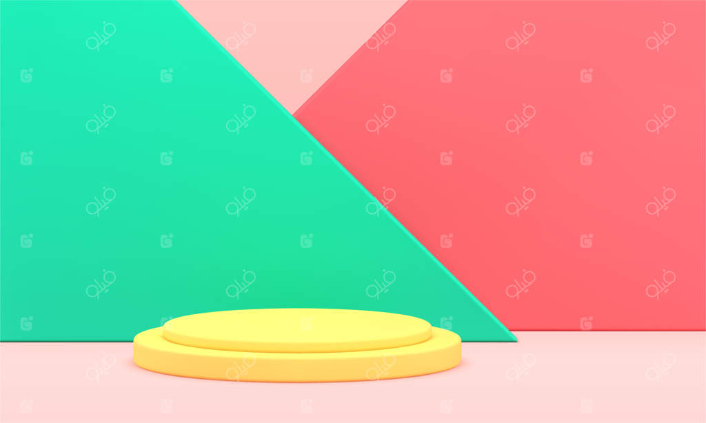 پس‌زمینه سه‌بعدی سکوی استوانه‌ای روشن برای ارائه محصول - طراحی مینیمالیستی وکتوری نمایشگاه