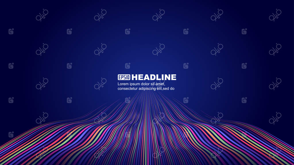 پس‌زمینه بافت انتزاعی: خطوط رنگارنگ در موج حرکت، کشیده شده به دوردست و ناپدید شدن