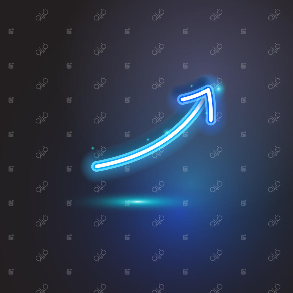 فلش نئونی آبی بر روی زمینه تیره.