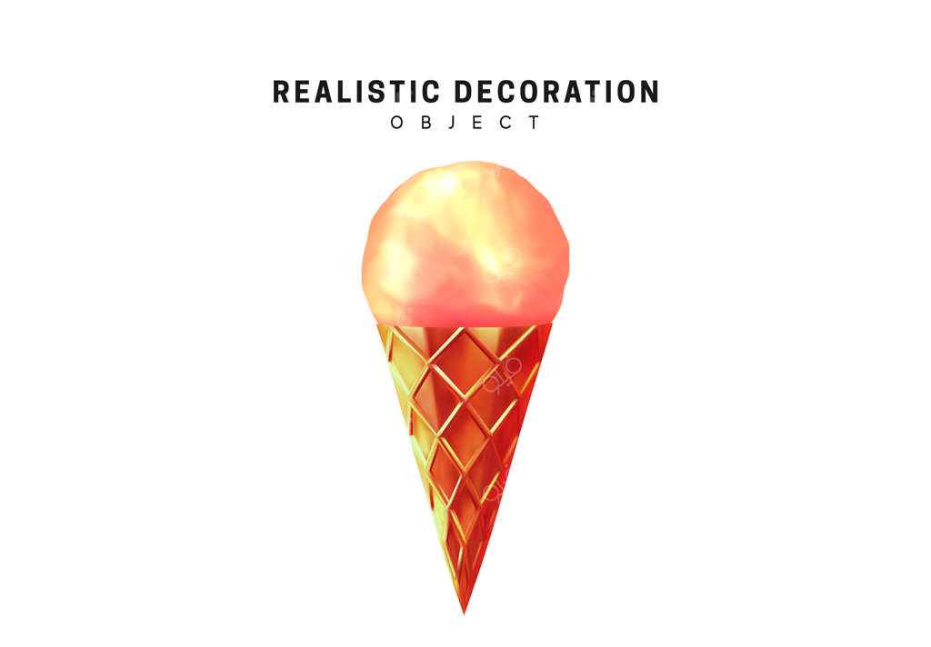 بستنی قیفی: دسر شیرین. بستنی صورتی سه‌بعدی. تصویرسازی وکتور.