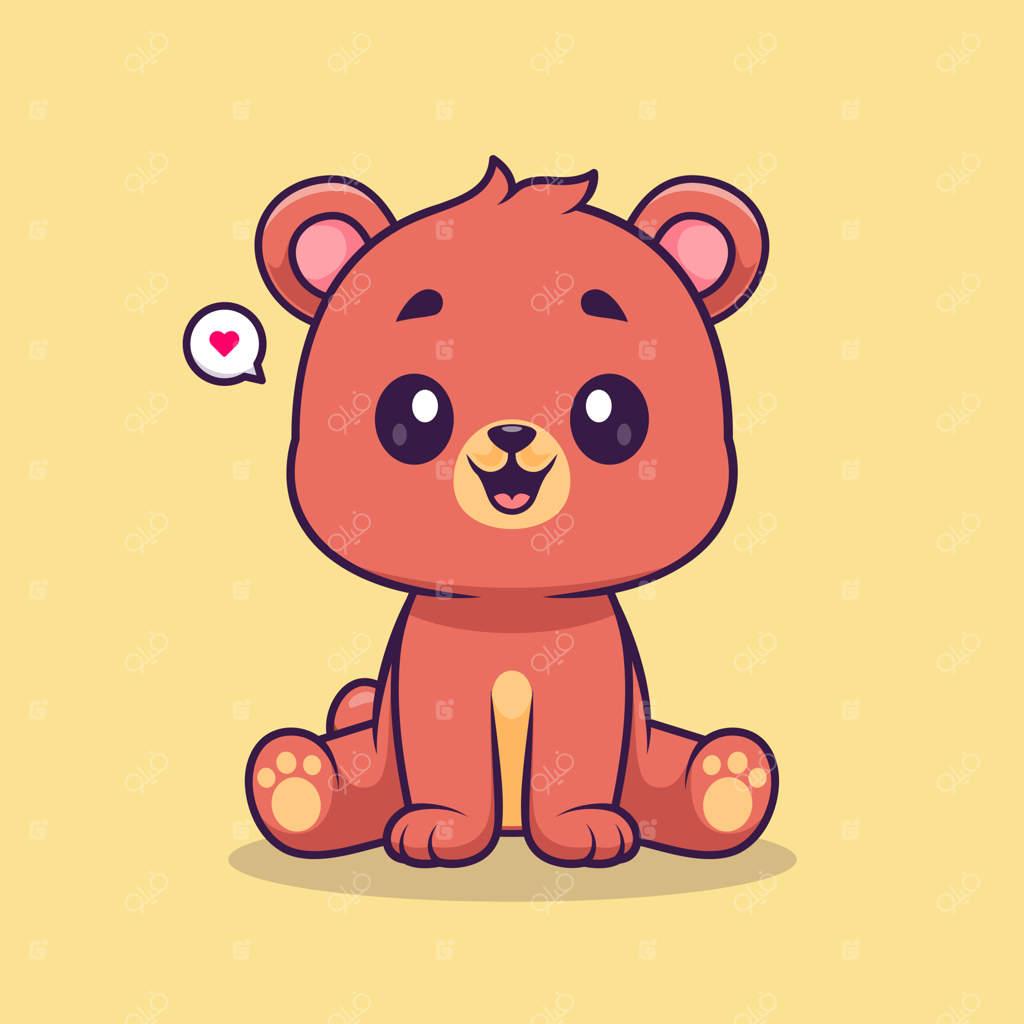 وکتور کارتونی خرس بامزه - آیکون حیوانات و طبیعت - نسخه ویژه و تخت
