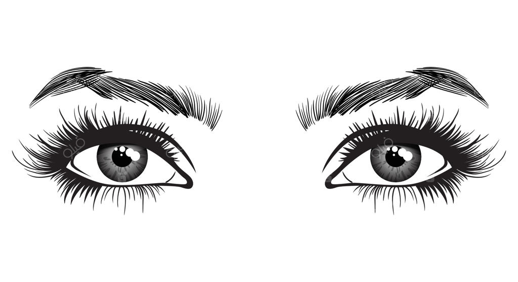 چشمان زیبا با مژه‌ها و ابروهای پرپشت زنانه