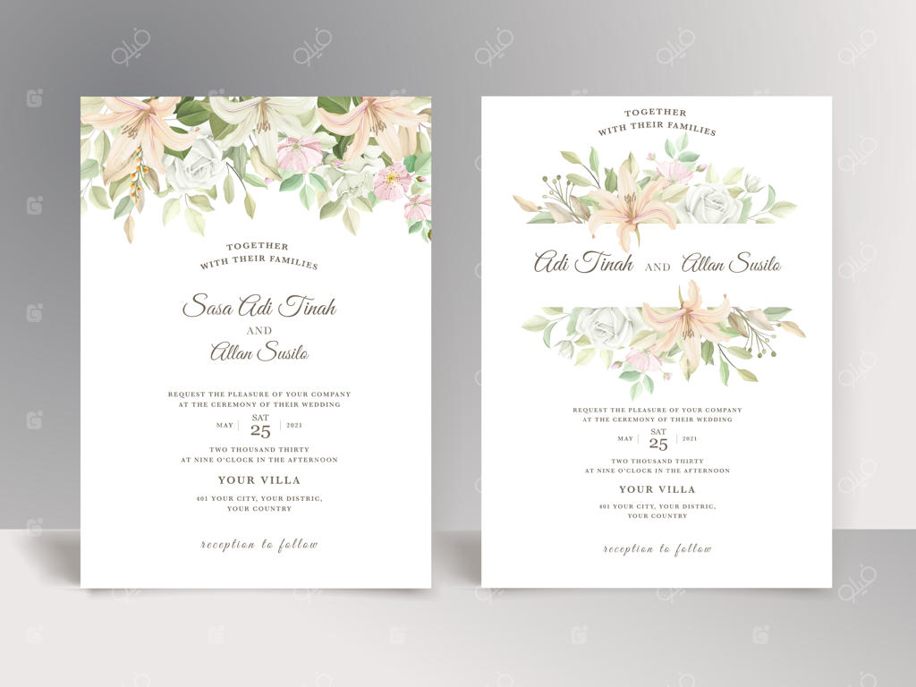 کارت عروسی گل‌دار