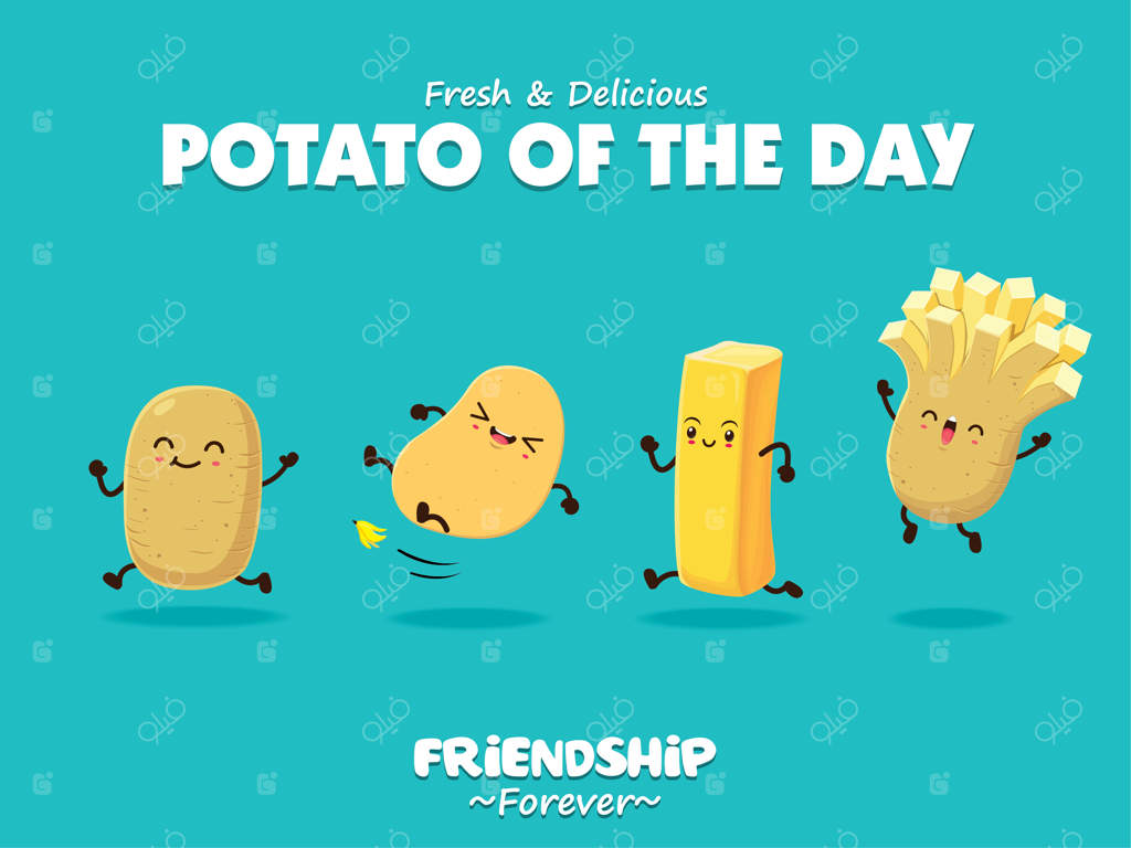 پوستر تابستان نوستالژیک با شخصیت چیپس سیب‌زمینی