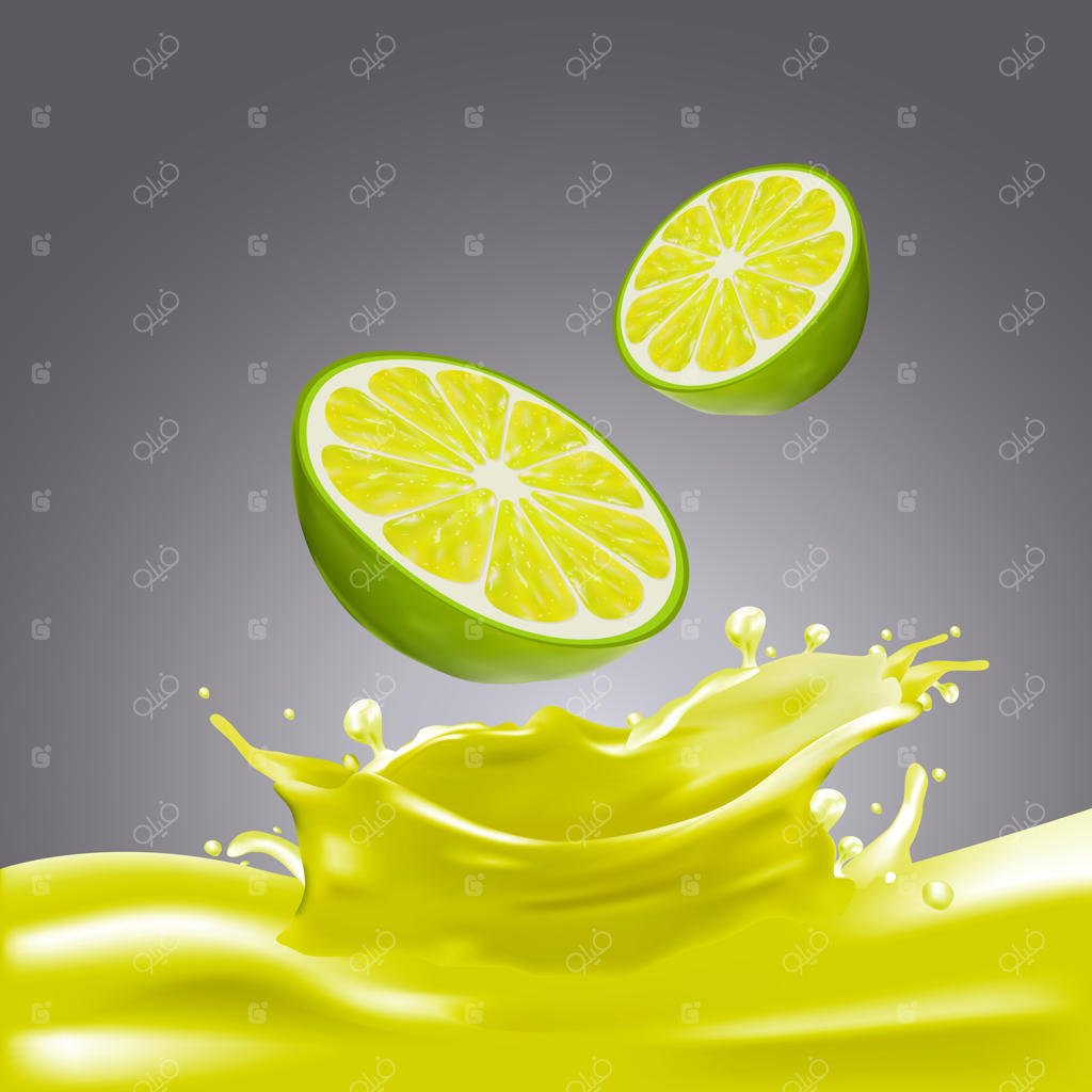 لیمو ترش در حال افتادن در آبمیوه