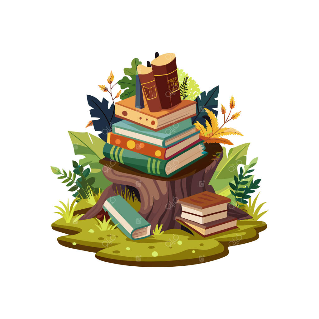طرح مفهومی وکتور پشته کتاب‌ها