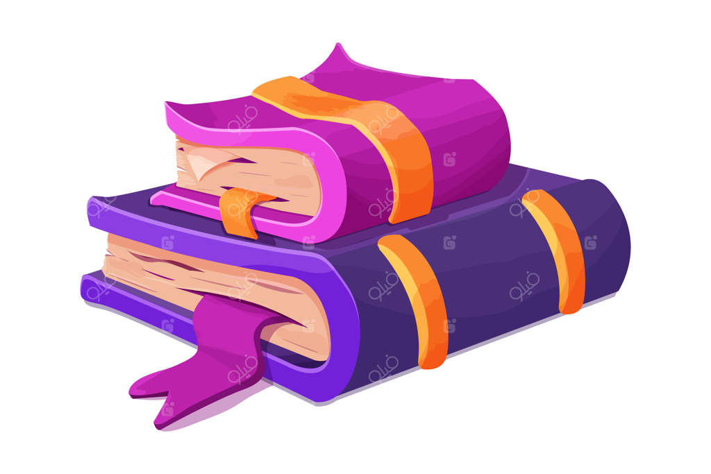 آیکون بازی کتاب جادویی انباشته، سبک کارتونی، مجزا بر روی پس‌زمینه سفید