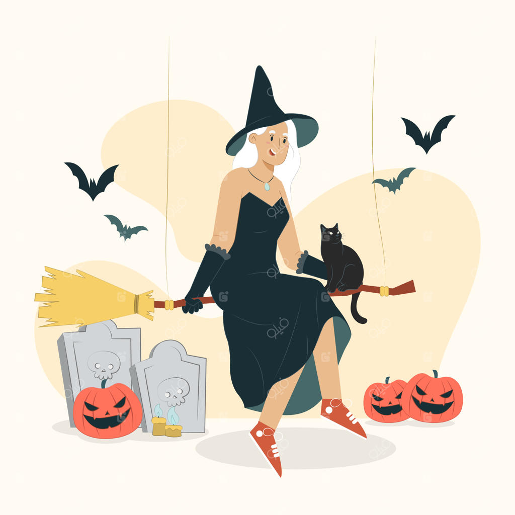 تصویرسازی مهمانی هالووین با طرح جادوگر